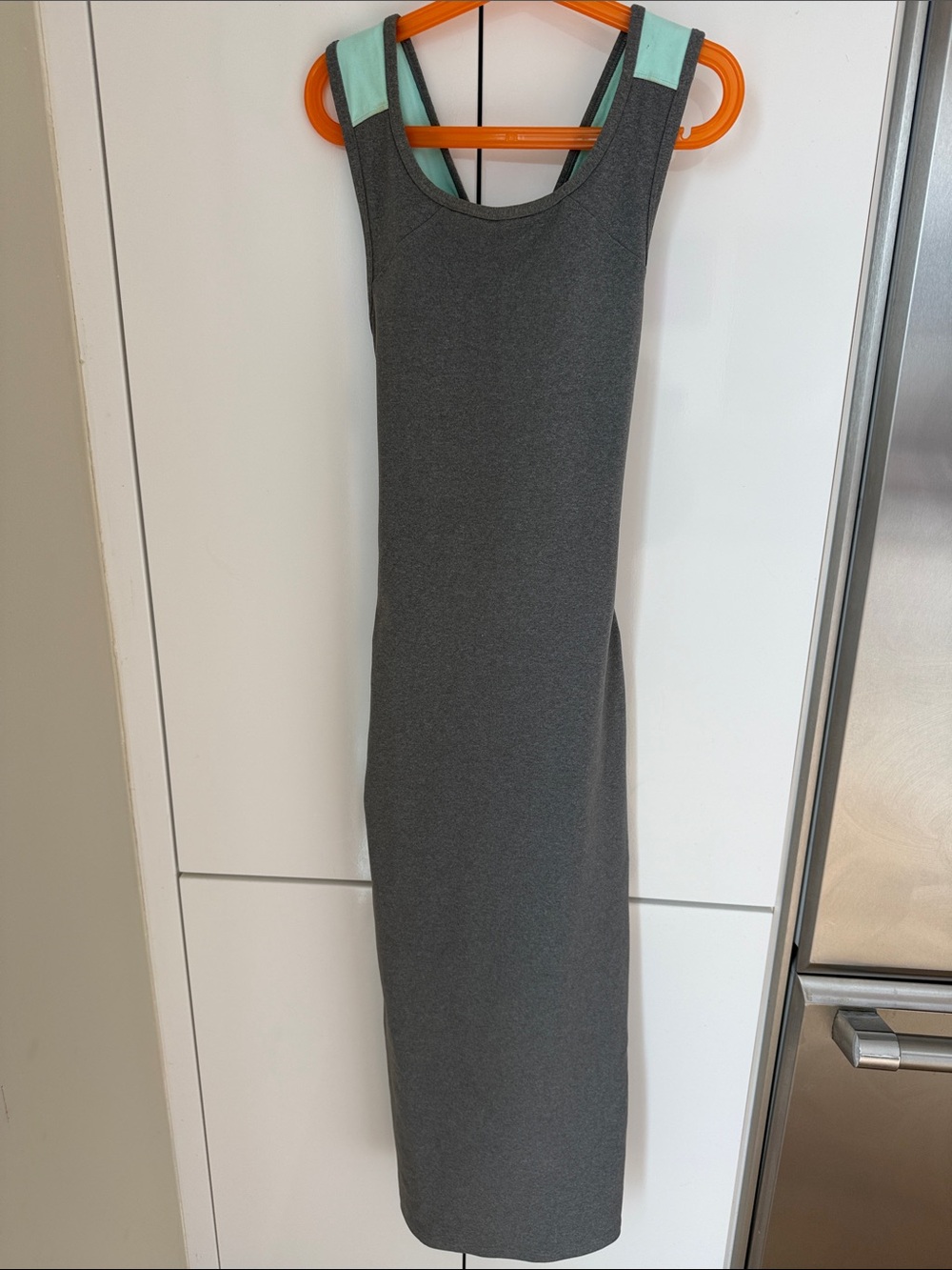lululemon athletica Gray Midi Tank Dress with Teal Trim